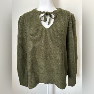 FRYE & CO Puff Sleeve Tie-Neck Knit Sweater Women’s Size XL